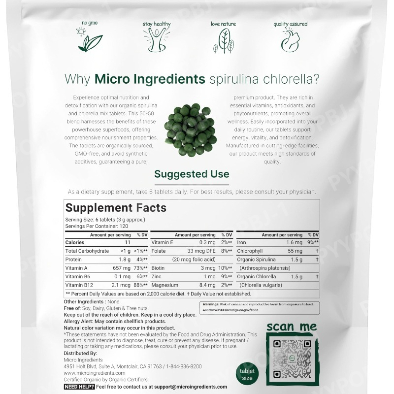 Organic Spirulina Chlorella Ta - Spirulina Tablet Organic avaliação e preço